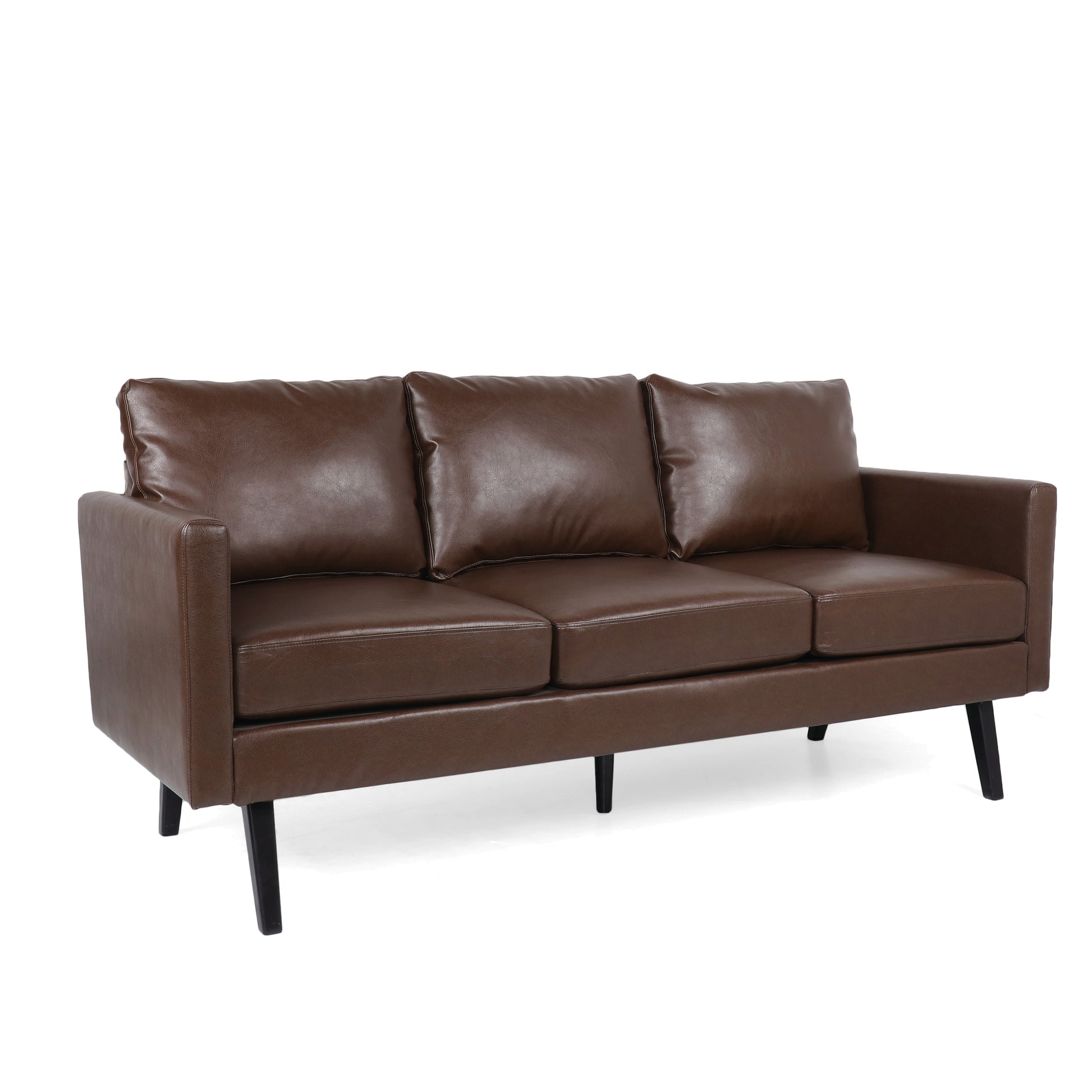 3 Seater Sofa Dark Brown Pu 3 Seat