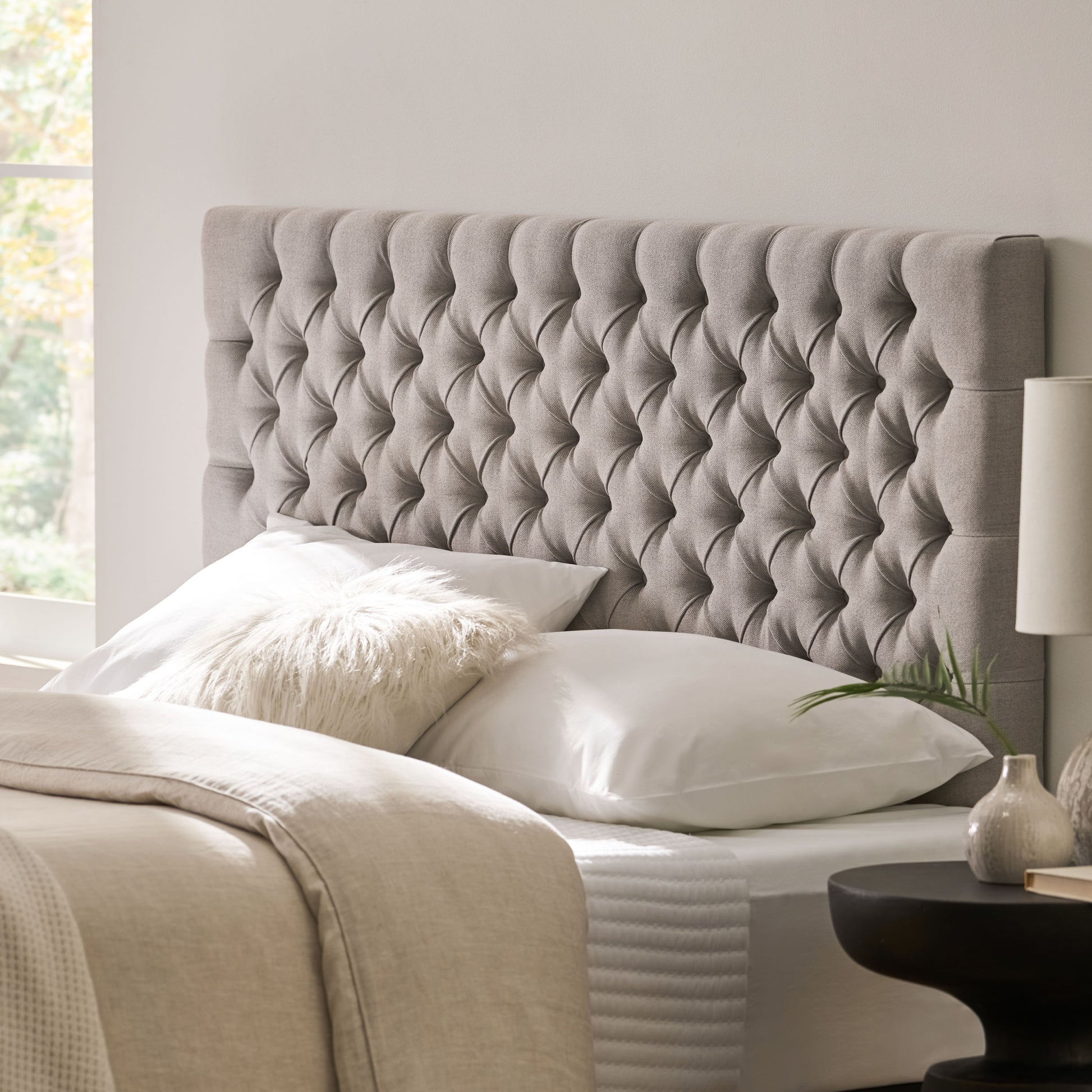 Bierman Headboard Queen Light Grey Fabric