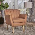 Mid Century Modern Fabric Club Chair, Orange Natural 27.6D X 28.3W X 31.5H In Orange Linen 1 Seat