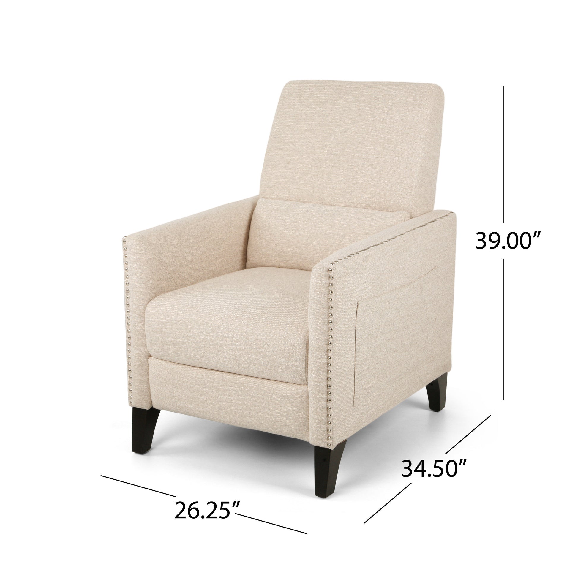 Push Back Recliner Beige Fabric