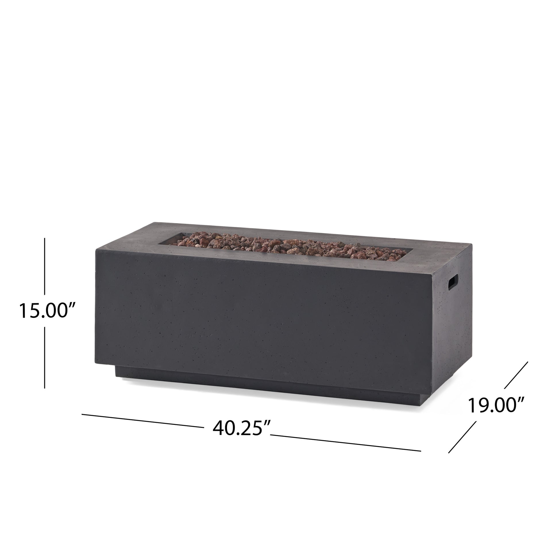 40" Outdoor 40,000 Btu Rectangular Mgo Concrete Propane Fire Pit, Light Grey Tank Cover Not Included Dark Grey Magnesium Oxide