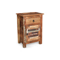 Side Table With Drawer Natural Wood Metal