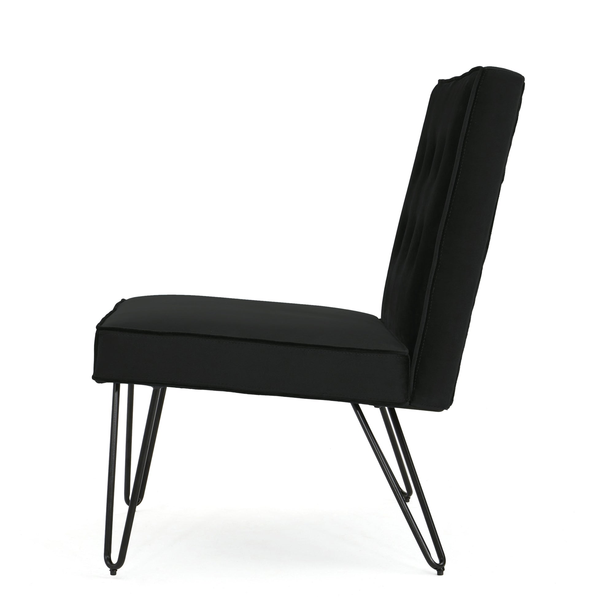 Chair Armless Modern Black Velvet