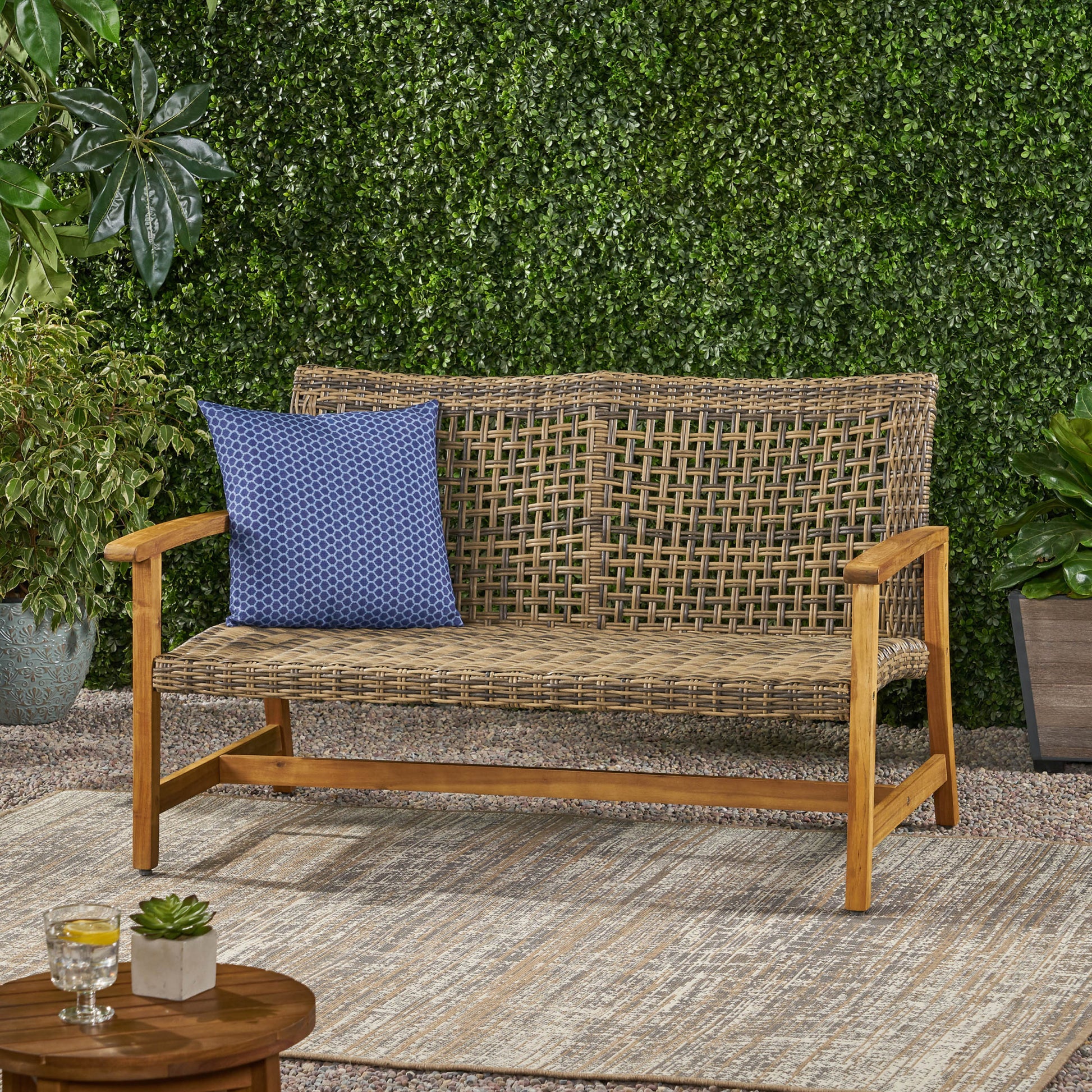 Hampton Wood Wicker Seat Natural Grey Acacia Wood