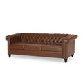 Sofa 3 Seater Light Brown Pu 3 Seat