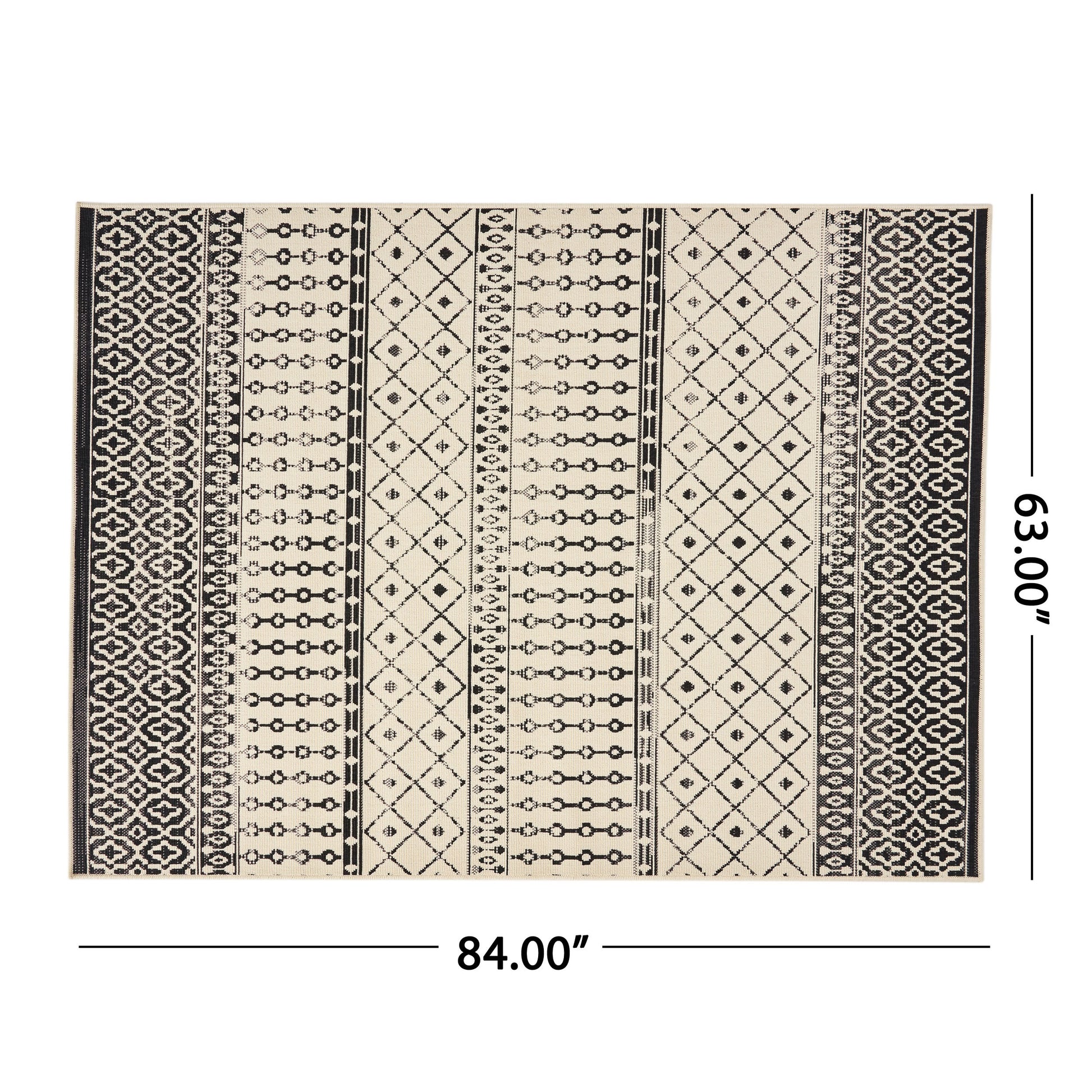 5'3"X7' Rug Black Ivory Polypropylene