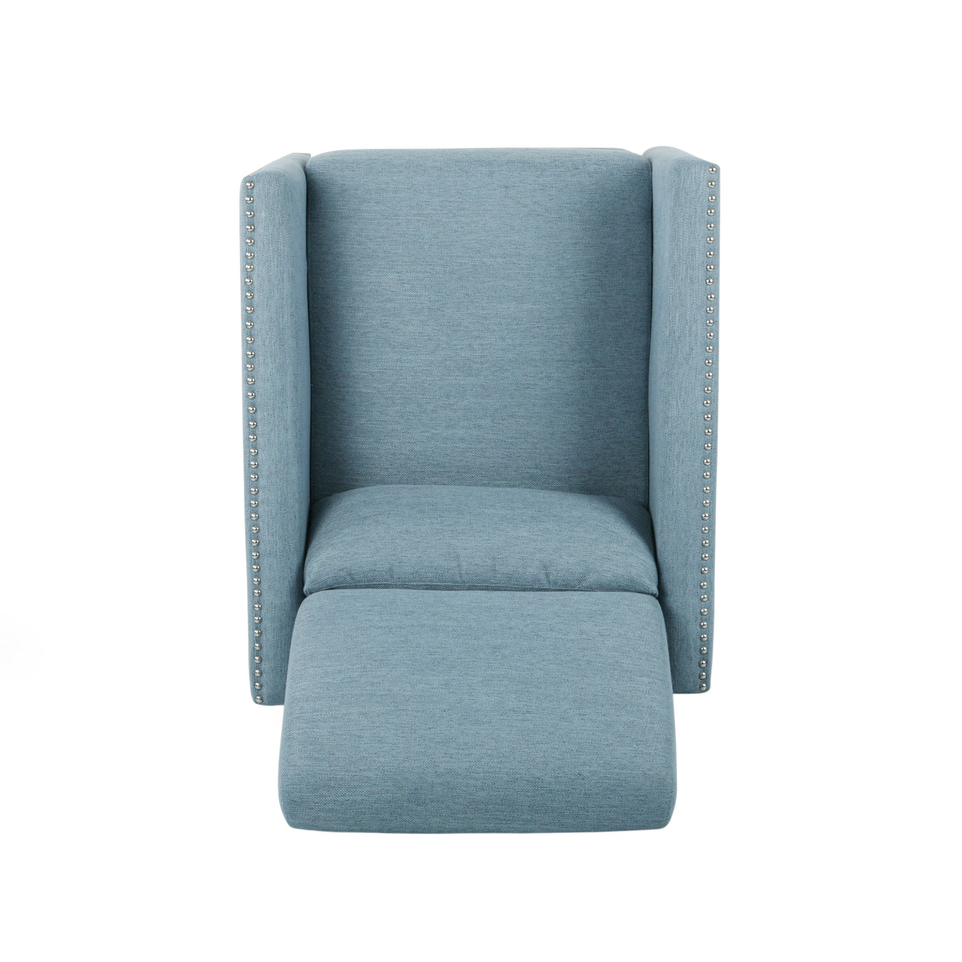 Push Back Recliner Light Blue Fabric