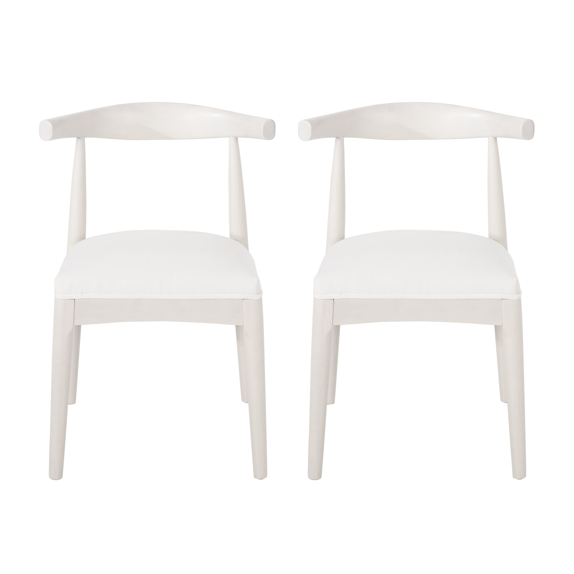 Dining Chair Set Of 2 White Fabric