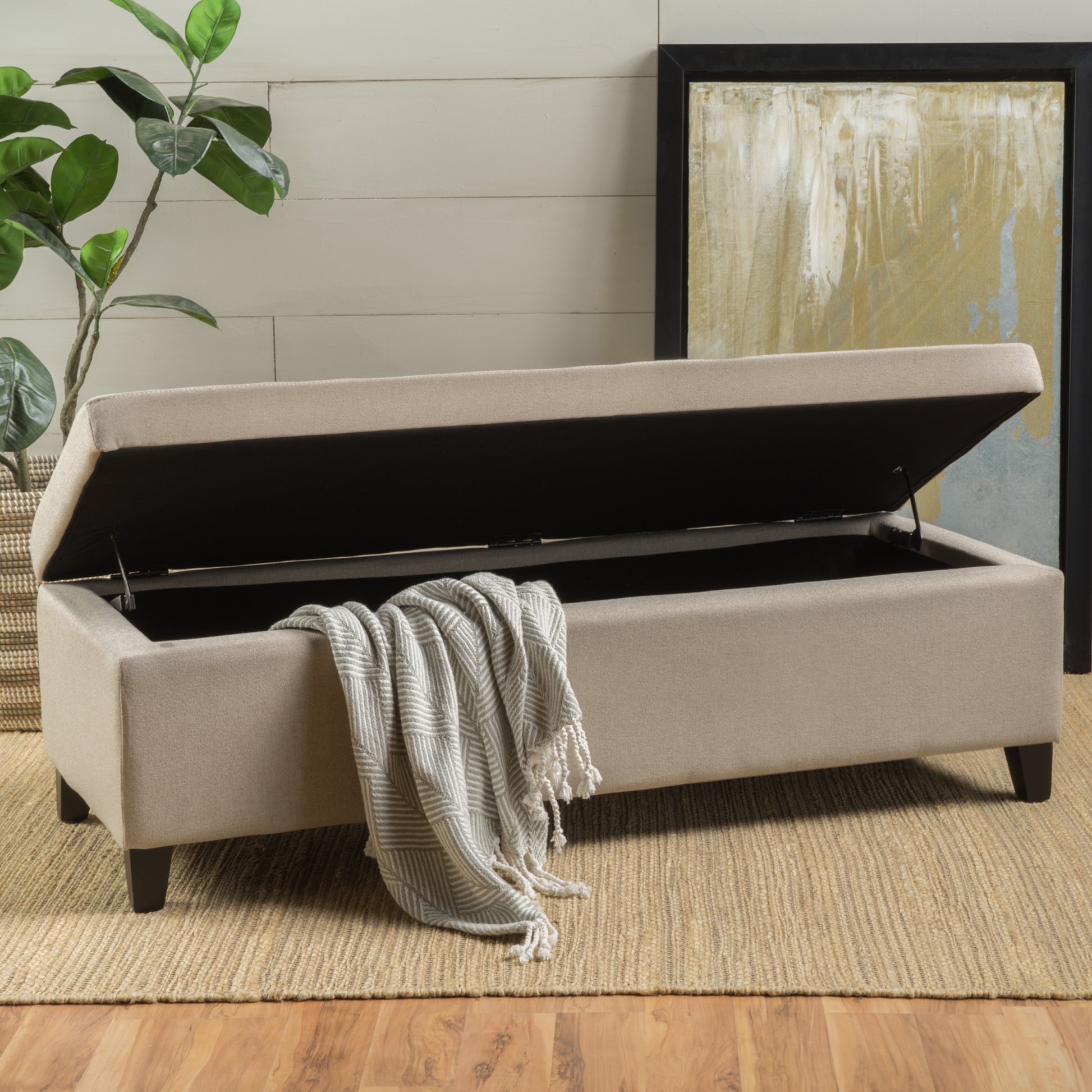 Hartford Storage Ottoman Wheat Fabric