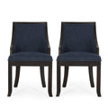 Dinning Chair Mp2 Set Of 2 Navy Blue Wood Fabric