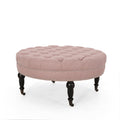 Ottoman With Caster Blush Fabric