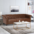 Sofa 3 Seater Light Brown Pu 3 Seat