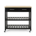 Kitchen Cart Black Wood