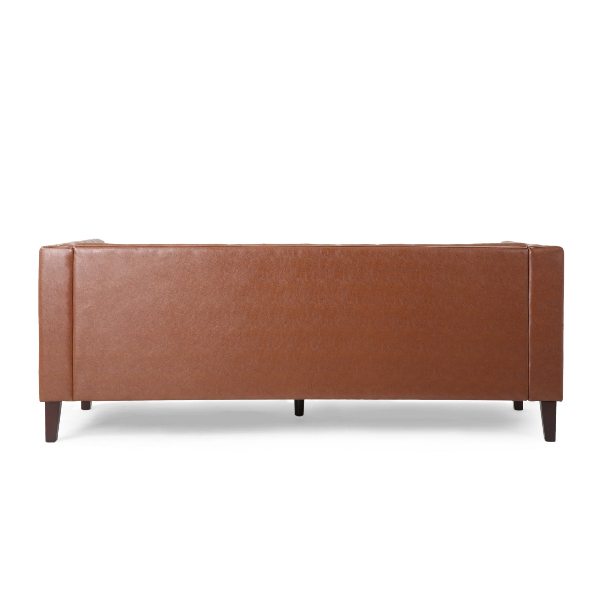 Mirod Comfy 3 Seat Sofa With Tufted Backmodern For Living Room Light Brown Pu 3 Seat