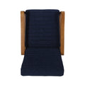 Fabric Wood Hand Manual Club Recliner Navy Blue Fabric