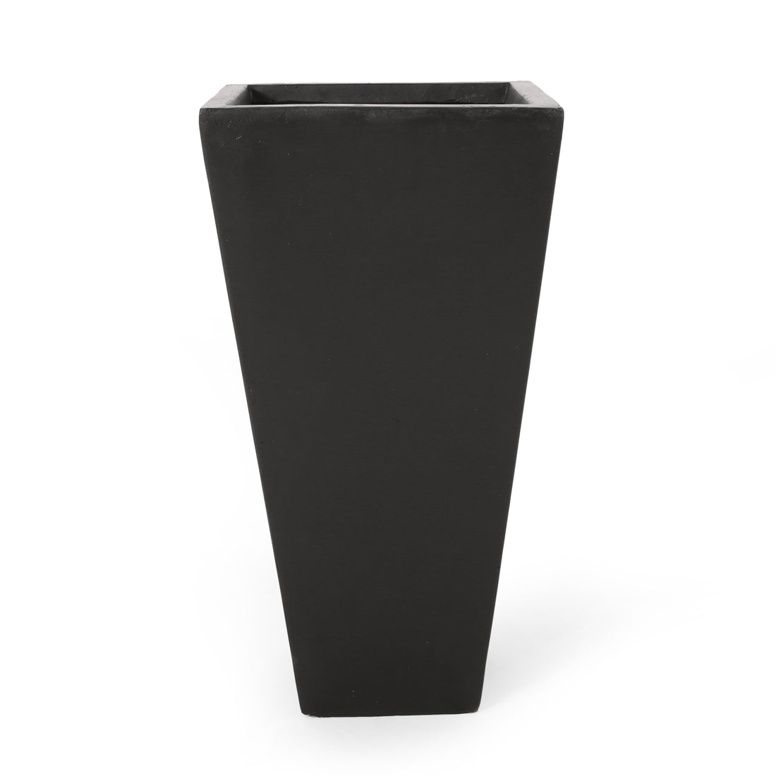 13" Outdoor Modern Mgo Small Cast Stone Planter, Black Rust Magnesium Oxide