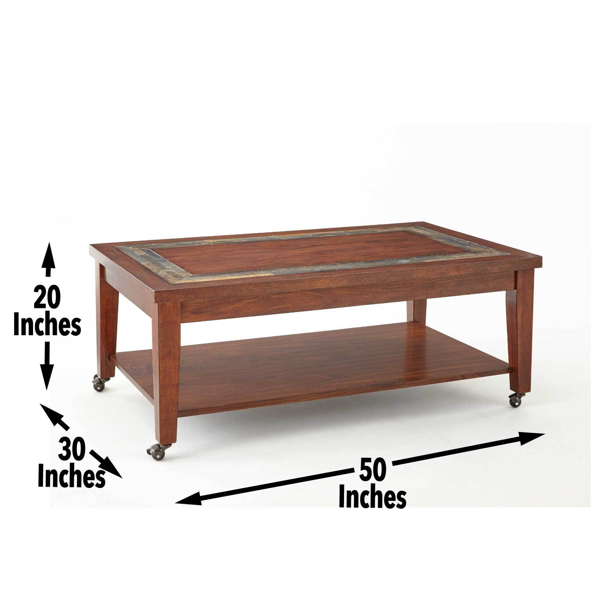 Classic Coffee Table With Bottom Shelf Antique Focal Point Wooden Construction, Brown Finish, Mobility Brown Solid Wood Mdf