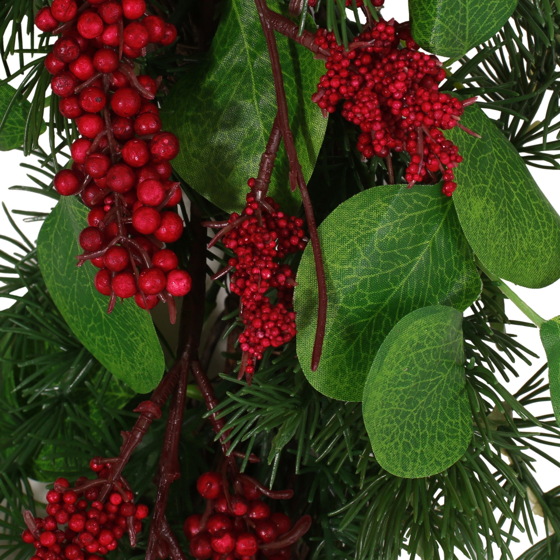 25.5" Leaves Berry Wreath Red Polyester