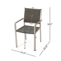 Cape Coral Outdoor Wicker Dining Chairs With Aluminum Frames, 2 Pcs Set, Grey Grey Aluminium