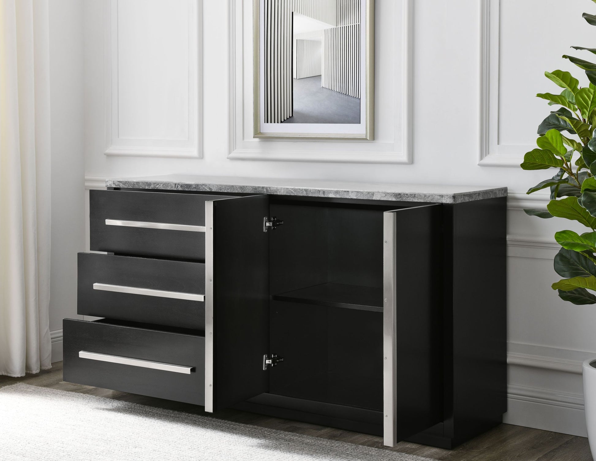 Camila Gray Marble Top Server Dark Gray Dark Gray Marble