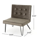 Chair Armless Modern Grey Velvet