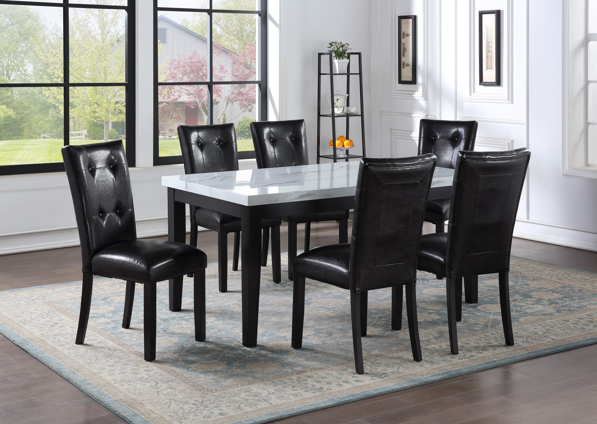 Sterling 7 Piece Dining Set Black Black Wood
