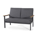 Sinclair 4Pc Chat Set Grey Metal Mesh Wood Fabric