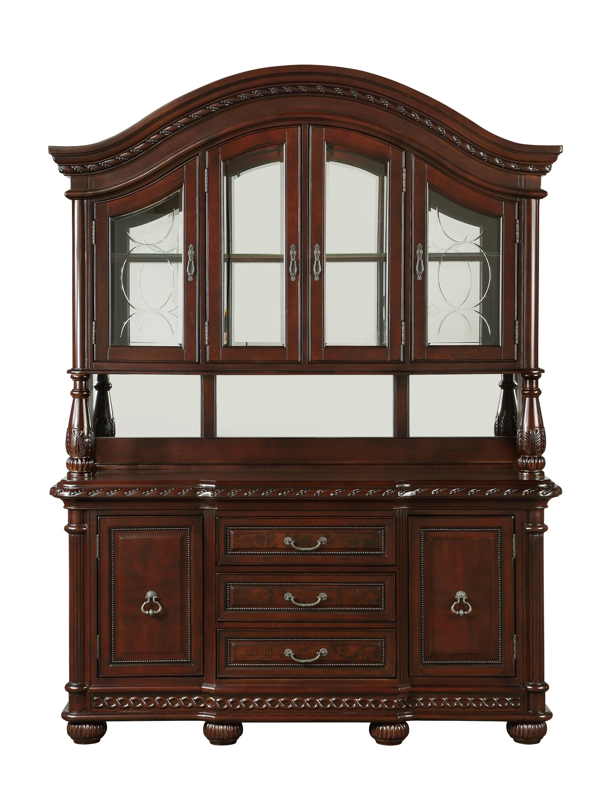 Antoinette Buffet And Hutch Dark Brown Dark Brown Wood