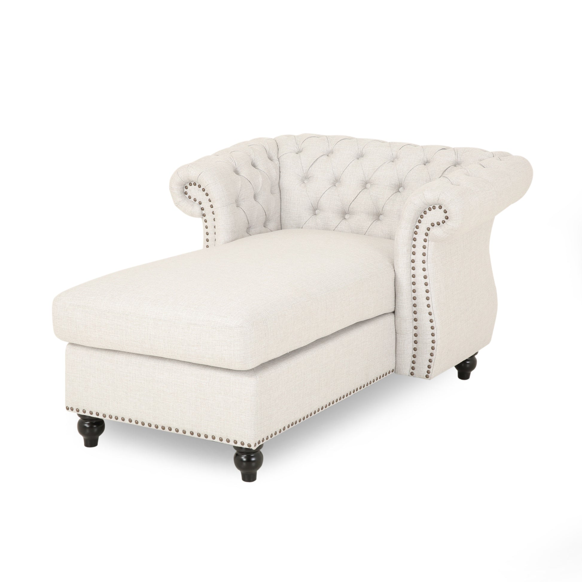 Chaise Lounge Beige Fabric